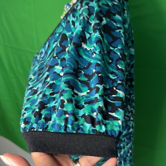 Woman’s ANA BLUE GREEN BLOUSE Size 1X - Picture 2 of 9